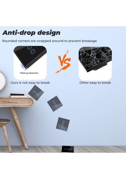 Smatrul - Akıllı Kablosuz Duvar Anahtarı - Rf 433MHZ - 2 Yollu Kontrol - Dokunmatik Cam Panel - 1/2/3 Gang (Yurt Dışından) indirimleri