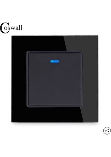 Coswall Kristal Cam Panel 1 Gang 2 Yollu Geçiş Işık Anahtarı Açma / Kapama Merdiven Duvar Anahtarı LED Göstergesi ile Anahtarlandı (Yurt Dışından)