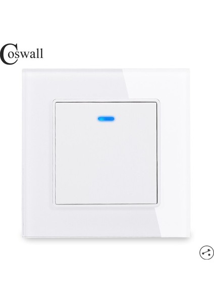 Coswall Kristal Cam Panel 1 Gang 2 Yollu Geçiş Işık Anahtarı Açma / Kapama Merdiven Duvar Anahtarı LED Göstergesi ile Anahtarlandı (Yurt Dışından) fiyatları