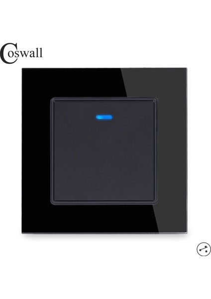 Coswall Kristal Cam Panel 1 Gang 2 Yollu Geçiş Işık Anahtarı Açma / Kapama Merdiven Duvar Anahtarı LED Göstergesi ile Anahtarlandı (Yurt Dışından) modelleri