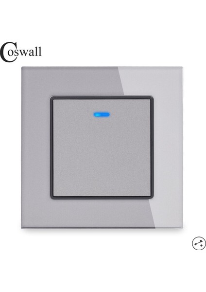 Coswall Kristal Cam Panel 1 Gang 2 Yollu Geçiş Işık Anahtarı Açma / Kapama Merdiven Duvar Anahtarı LED Göstergesi ile Anahtarlandı (Yurt Dışından) fırsatları