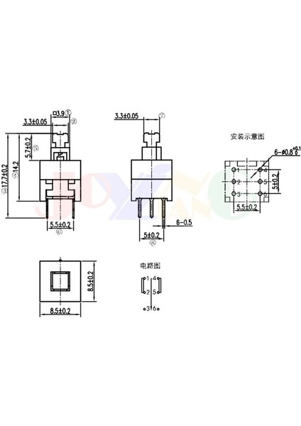 8.5*8.5 mm Kendinden Kilitleme Anahtarı Kare 3.3x3.3 Çift Sıralı 6 Ayak 3x3 Birbirine Kilitleme Konsol Düğmesi Anahtarları (Yurt Dışından) fırsatları