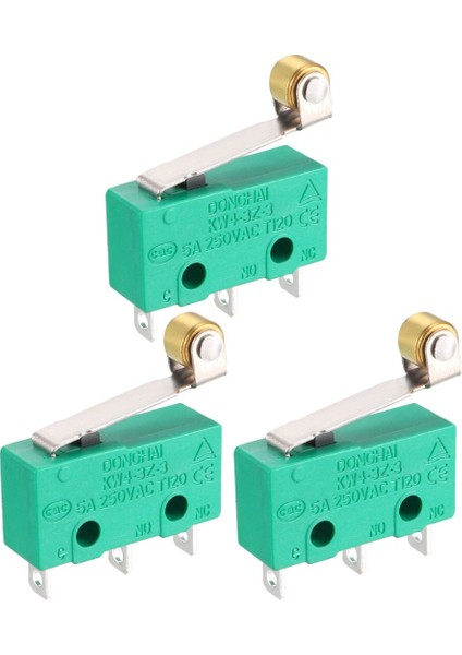 Uxcell 3 Adet Kw4-3z-3 Limit Anahtarı Spdt No Nc 3 Terminalleri Anlık Menteşe Silindir Kolu Yeşil (Yurt Dışından)