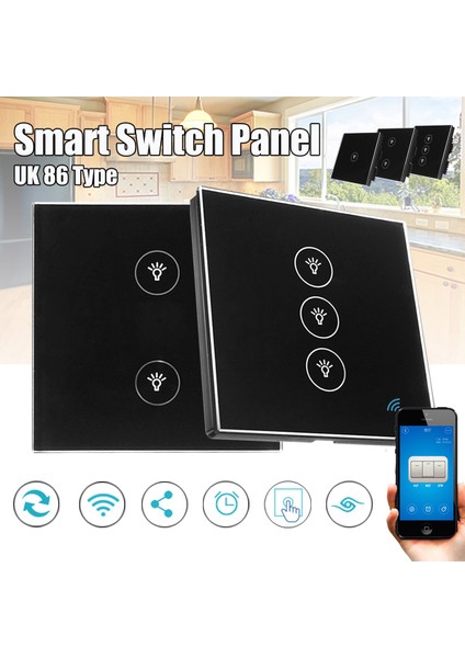 Wıfı Akıllı Duvar Ingiltere Dokunmatik Panel Anahtarı Uzaktan Kumanda Alexa Google Home ile Çalışır (Yurt Dışından)