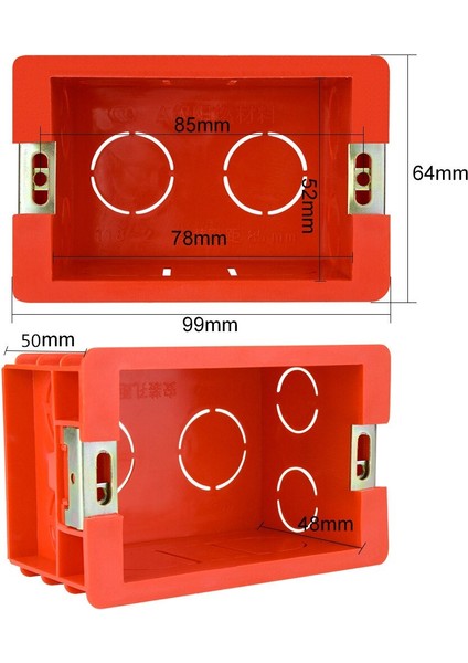 Süper Kalite Anahtar Kutusu 99MM*64MM Standart Dahili Montaj Kutusu Kırmızı Kaset 118MM*72MM Standart Duvar Anahtarı ve Priz (Yurt Dışından) fiyatları