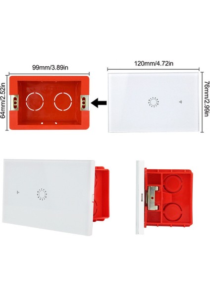 Süper Kalite Anahtar Kutusu 99MM*64MM Standart Dahili Montaj Kutusu Kırmızı Kaset 118MM*72MM Standart Duvar Anahtarı ve Priz (Yurt Dışından) indirimleri