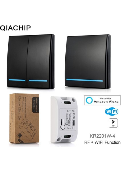 Qıachıp Wifi 433 Mhz Kablosuz Rf Röle Alıcı Akıllı Ev Modülü Işık Anahtarı + Duvar Uzaktan Kumanda Anahtarı Tavan Lambası (Yurt Dışından) fırsatları