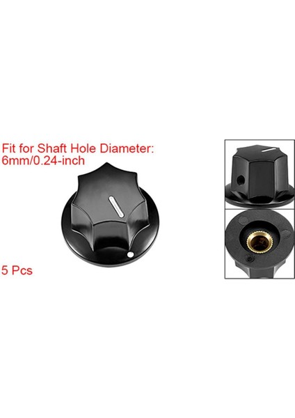 Uxcell 5 Adet 6mm Ekleme Mili 24X15MM Plastik Potansiyometre Döner Topuz Tencere Siyah Bağlantı Döner Potansiyometre Malzemeleri (Yurt Dışından)