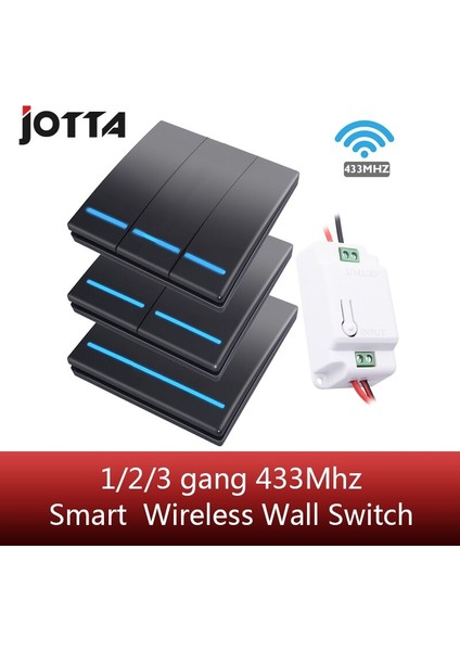 Jotta 1/2/3 Gang 433MHZ Akıllı Basma Kablosuz Anahtarı Işık Rf Uzaktan Kumanda 110V 220V Alıcı Duvar Paneli Düğmesi Tavan Lambası (Yurt Dışından) fiyatları
