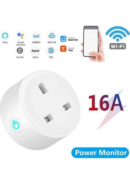 Akıllı Tuya Wifi Ingiltere Akıllı Fiş 16A 220V Adaptör Wifi Bluetooth Çift Modlu Güç Monitörü Zamanlayıcı Soketi Google Ev Için Alexa (Yurt Dışından)