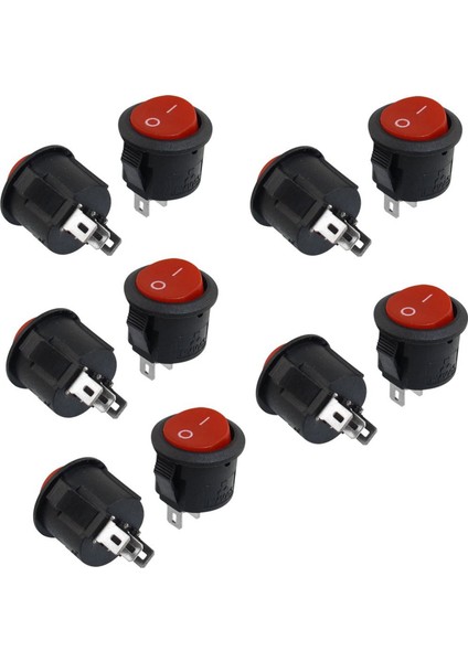10 Adet Spdt Siyah Kırmızı Düğme Açma/açık Yuvarlak Rocker Anahtarı ve 10 Adet Hızlı Darbe Tipi Cam Tüp Sigortalar 6X30MM 250V 5AMP (Yurt Dışından) modelleri