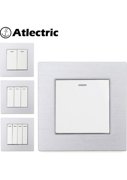 Atlectric Işık Anahtarı 1 2 3 4 Gang 1 2 Yollu Açma/kapama Anahtarı Duvar Düğmesi Kontrol Anahtarı Lamba Güç Anahtarı 86MM * 86MM Lamba Anahtarı (Yurt Dışından)