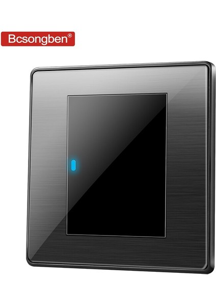 Bcsongben Standart Anahtar Basmalı Düğme Işık Anahtarı Duvar Siyah Paslanmaz Çelik 1 Gang 2 Yollu Anahtar Ac 110-250 V Kd1-1k2 (Yurt Dışından)