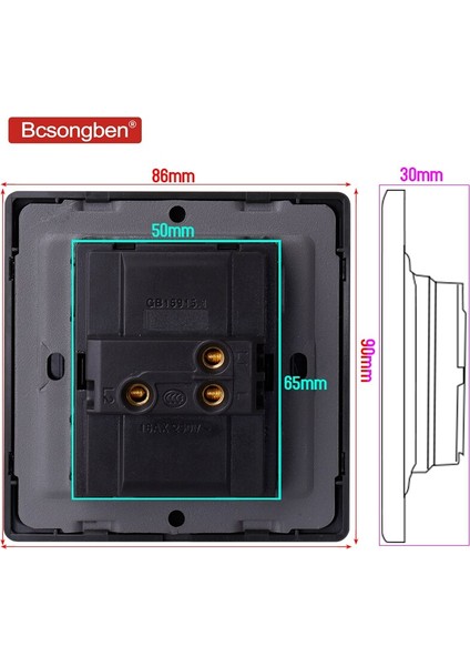 Bcsongben Standart Anahtar Basmalı Düğme Işık Anahtarı Duvar Siyah Paslanmaz Çelik 1 Gang 2 Yollu Anahtar Ac 110-250 V Kd1-1k2 (Yurt Dışından) indirimleri