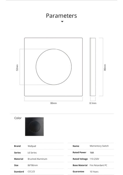 Wallpad L6 Siyah Alüminyum 1 Gang Sıfırlama Kapı Zili Döner Kapı 16A Için Anlık Anahtar (Yurt Dışından) indirimleri