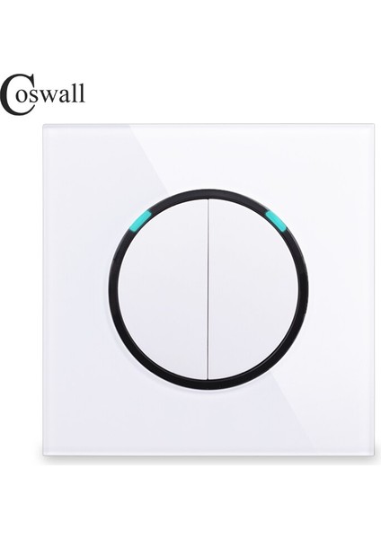 Coswall 2018 Yeni Varış Kristal Cam Panel 2 Gang 1 Yollu Rastgele Tıklama Açık/kapalı Duvar Işık Anahtarı LED Göstergesi ile (Yurt Dışından)