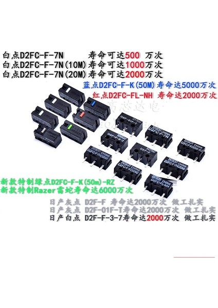 5 Adet/grup Fare Anahtarı D2FC-F-7N 10 M 20 M 50 M D2F-01 D2F-F D2FC-3M (Yurt Dışından) fiyatları