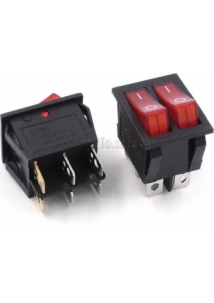 Kcd6 25X31MM Kırmızı Işıklı Büyük Rocker Anahtarları Iki Yönlü Anahtar 6 Pin 2 Pozisyon 15A 250V 20A 125VAC On-Off (Yurt Dışından) fiyatları