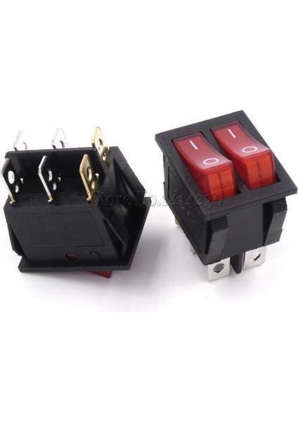 Kcd6 25X31MM Kırmızı Işıklı Büyük Rocker Anahtarları Iki Yönlü Anahtar 6 Pin 2 Pozisyon 15A 250V 20A 125VAC On-Off (Yurt Dışından) modelleri