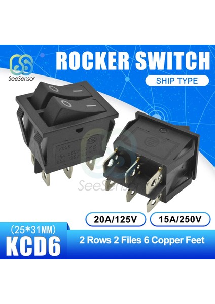 Kcd6 Basmalı Anahtar Tekne Güç Anahtarı 15A 250V 20A 125V On-Off 2 Pozisyon 4 Pin / 6 Pin (Yurt Dışından) fiyatları