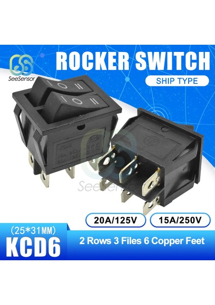 Kcd6 Basmalı Anahtar Tekne Güç Anahtarı 15A 250V 20A 125V On-Off 2 Pozisyon 4 Pin / 6 Pin (Yurt Dışından) modelleri