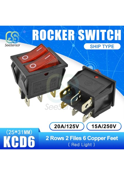 Kcd6 Basmalı Anahtar Tekne Güç Anahtarı 15A 250V 20A 125V On-Off 2 Pozisyon 4 Pin / 6 Pin (Yurt Dışından) fırsatları