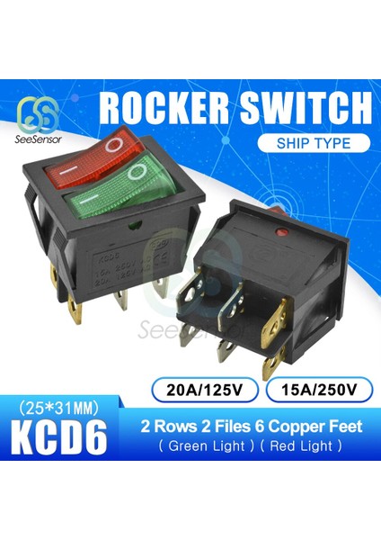 Kcd6 Basmalı Anahtar Tekne Güç Anahtarı 15A 250V 20A 125V On-Off 2 Pozisyon 4 Pin / 6 Pin (Yurt Dışından) indirimleri