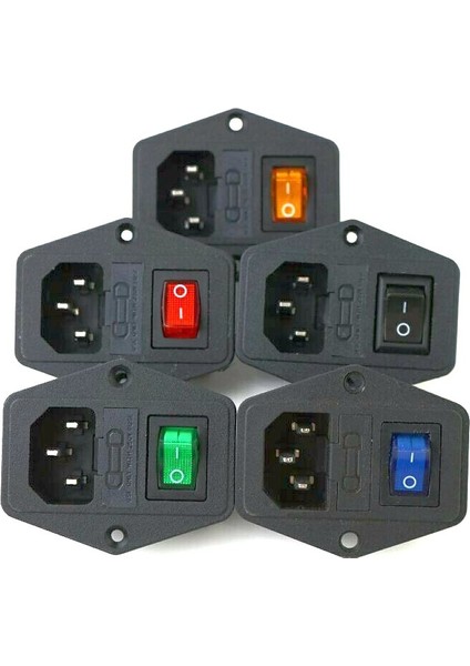 Güç Rocker Anahtarı Iec 4 Pin 320 C14 Giriş Güç Prizleri Anahtarı Konnektör Fişi 10A 250 V Kırmızı Siyah Mavi Yeşil Sarı (Yurt Dışından)