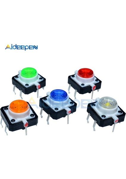 5 Adet/grup 12X12X7.3 Dokunsal Basma Düğmesi Anlık Tact Anahtarı 5 Renkli LED 12X12X7.3MM 12*12*7.3mm Kırmızı Beyaz Sarı Yeşil Mavi (Yurt Dışından)
