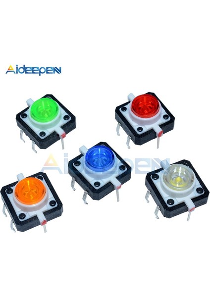 5 Adet/grup 12X12X7.3 Dokunsal Basma Düğmesi Anlık Tact Anahtarı 5 Renkli LED 12X12X7.3MM 12*12*7.3mm Kırmızı Beyaz Sarı Yeşil Mavi (Yurt Dışından) fiyatları