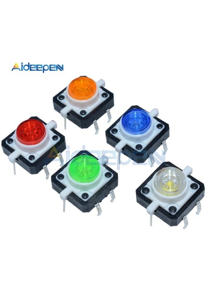 5 Adet/grup 12X12X7.3 Dokunsal Basma Düğmesi Anlık Tact Anahtarı 5 Renkli LED 12X12X7.3MM 12*12*7.3mm Kırmızı Beyaz Sarı Yeşil Mavi (Yurt Dışından) modelleri