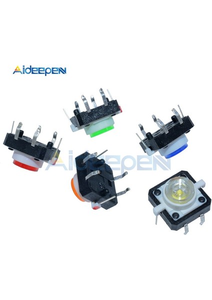 5 Adet/grup 12X12X7.3 Dokunsal Basma Düğmesi Anlık Tact Anahtarı 5 Renkli LED 12X12X7.3MM 12*12*7.3mm Kırmızı Beyaz Sarı Yeşil Mavi (Yurt Dışından) fırsatları