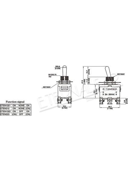 Bakalit E-TEN1321 Yüksek Kaliteli Gümüş Kontak Dpdt 12 mm 15A 250 V Ac On-On 6pin Sıfırlama Rocker Geçiş Slayt Anahtarı Su Geçirmez (Yurt Dışından) fırsatları