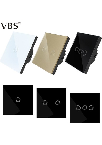Ab/ingıltere Standart Dokunmatik Anahtarı, Kristal Cam Panel Siyah Yanmaz Duvar Işık Ekran Anahtarı 1/2/3 Gang 1 Yollu Akıllı Ev Için (Yurt Dışından) fiyatları