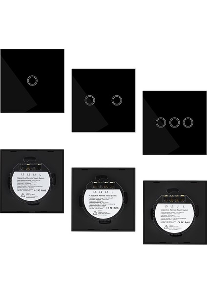 Ab/ingıltere Standart Dokunmatik Anahtarı, Kristal Cam Panel Siyah Yanmaz Duvar Işık Ekran Anahtarı 1/2/3 Gang 1 Yollu Akıllı Ev Için (Yurt Dışından) modelleri