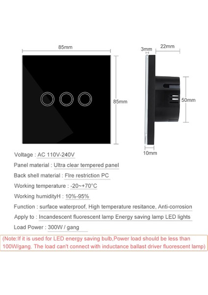 Ab/ingıltere Standart Dokunmatik Anahtarı, Kristal Cam Panel Siyah Yanmaz Duvar Işık Ekran Anahtarı 1/2/3 Gang 1 Yollu Akıllı Ev Için (Yurt Dışından) fırsatları