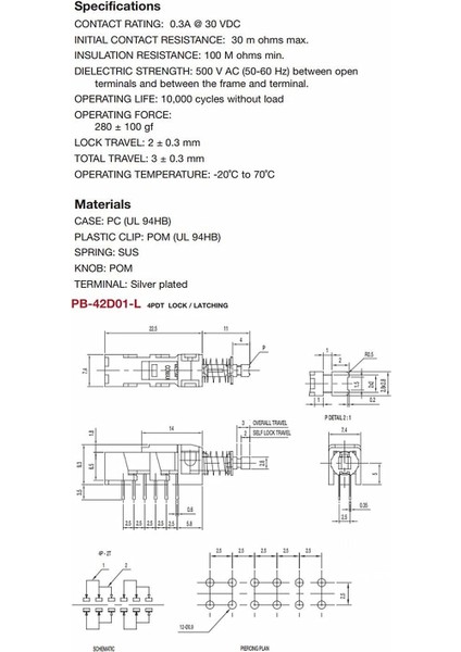 Adet Basmalı Düğme Anahtarı 4pdt Kilitleme Anahtarı 12 Pin Mandallama Tipi Gümüş Kaplama Terminali (Yurt Dışından) fiyatları