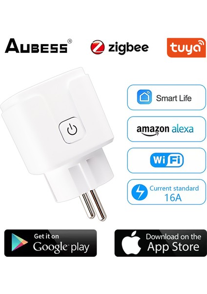 [10000 Stokta Var] Tuya Zigbee Akıllı Fiş Ab 16A 110-250V Zamanlayıcı Soketi Akıllı Ev Kablosuz Fiş Uyumlu Alexa Google Home Assistant (Yurt Dışından)
