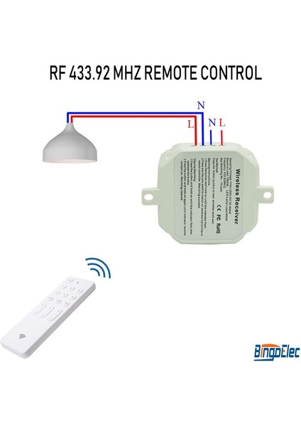 Bingoelec Wıfı Kablosuz Alıcı Anahtarı Rf 433.92 Mhz Sigorta Çıkarılabilir Röle Sinyali Uzaktan Alıcı Telefonla Kontrol Ac 100 V-240 (Yurt Dışından)