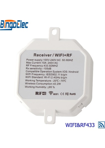 Bingoelec Wıfı Kablosuz Alıcı Anahtarı Rf 433.92 Mhz Sigorta Çıkarılabilir Röle Sinyali Uzaktan Alıcı Telefonla Kontrol Ac 100 V-240 (Yurt Dışından) fiyatları