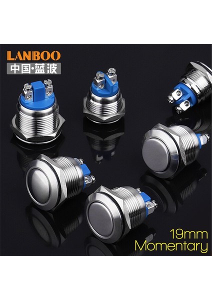 Lanboo 1no Anlık Anahtar 19MM Basma Düğmesi, Düz/yüksek/top Şeklinde, Lambasız (Yurt Dışından)