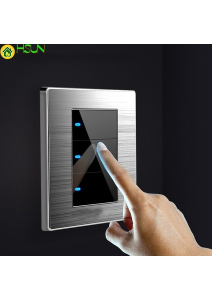 86 Tip 1 2 3 Gang 1 2 Yollu Parlak Anahtar Duvar Soketi LED Fırçalanmış Paslanmaz Çelik Anahtar Fransız Alman Ingiltere Elektrik Prizi (Yurt Dışından) fiyatları
