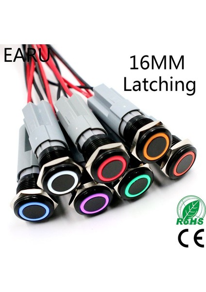 5V 12V 24V 110V 220V LED Kilitleme Mandallama Siyah 16MM Su Geçirmez Araba Güç Dash Metal Basmalı Düğme Anahtarı 1no 1nc Paslanmaz Çelik (Yurt Dışından) fiyatları