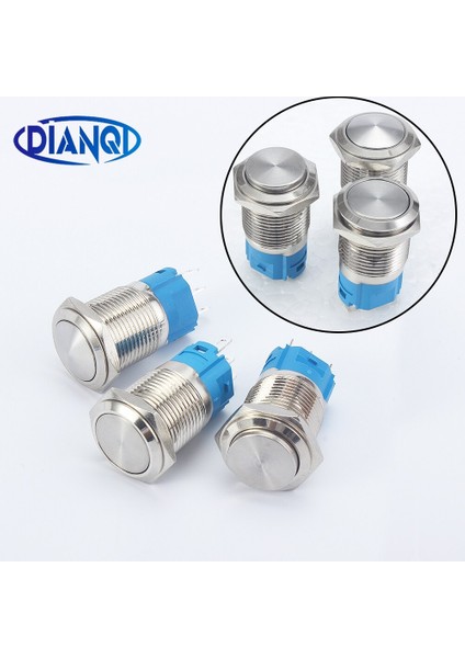 Gümüş Pirinç Nikel Kaplama 16MM Metal Basmalı Düğme Anahtarı Yeni Tip Anlık No Nc 3 Pinli Basın Anahtarı Araba Anahtarları (Yurt Dışından) fiyatları