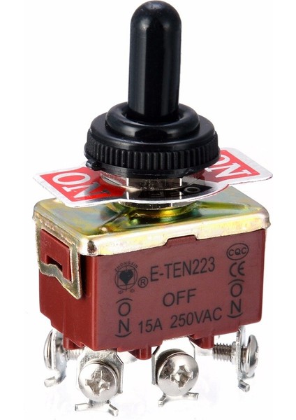 Siyah Su Geçirmez Kapaklı Geçiş Anahtarı 6 Pin 3 Pozisyon Anlık (Açık)-Kapalı-(Açık) Ac 250V 15A Elektrik Dpdt Anahtarları (Yurt Dışından)