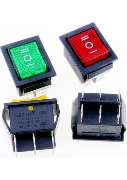 Kcd4 Açma-Kapama-Açık 6p / Açma-Kapama 4p Mandallama Basmalı Anahtar 16A 250VAC Renkli Işık (Yurt Dışından) modelleri