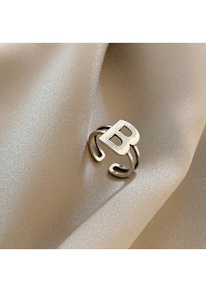 Kadın Modası B Harfli YÜZÜK-J533 Gümüş (Yurt Dışından)