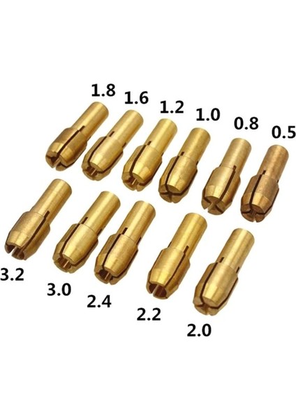 Moda 11 Adet/takım Mini Matkap Pirinç Pens Chuck Aksesuarları Dremel Döner Güç Aracı Için (Yurt Dışından) fiyatları