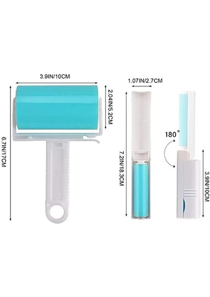 Yıkanabilir Tekrar Kullanılabilir Jel Tüy Bırakmayan Rulo-2 x 10CM Yapışkan Rulo 3 x Küçük Rulo-Mavi&beyaz (Yurt Dışından) indirimleri