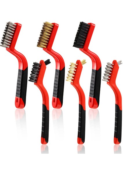 Adet Tel Fırça Yeni Kırmızı Metal Temizleme Seti, Temizlemek Için Kavisli Saplı Pas, Boya, Ağır ve Hafif Ev Temizliği (Yurt Dışından)